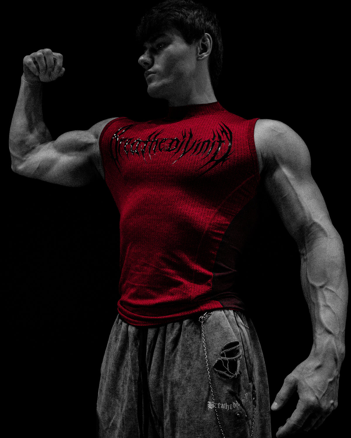 Breathedivinity Doom Tech ™ Armored Cut-Off Compression Crimson