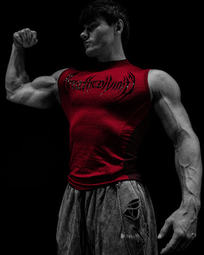 Breathedivinity Doom Tech ™ Armored Cut-Off Compression Crimson