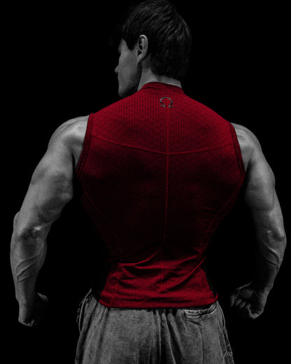 Breathedivinity Doom Tech ™ Armored Cut-Off Compression Crimson