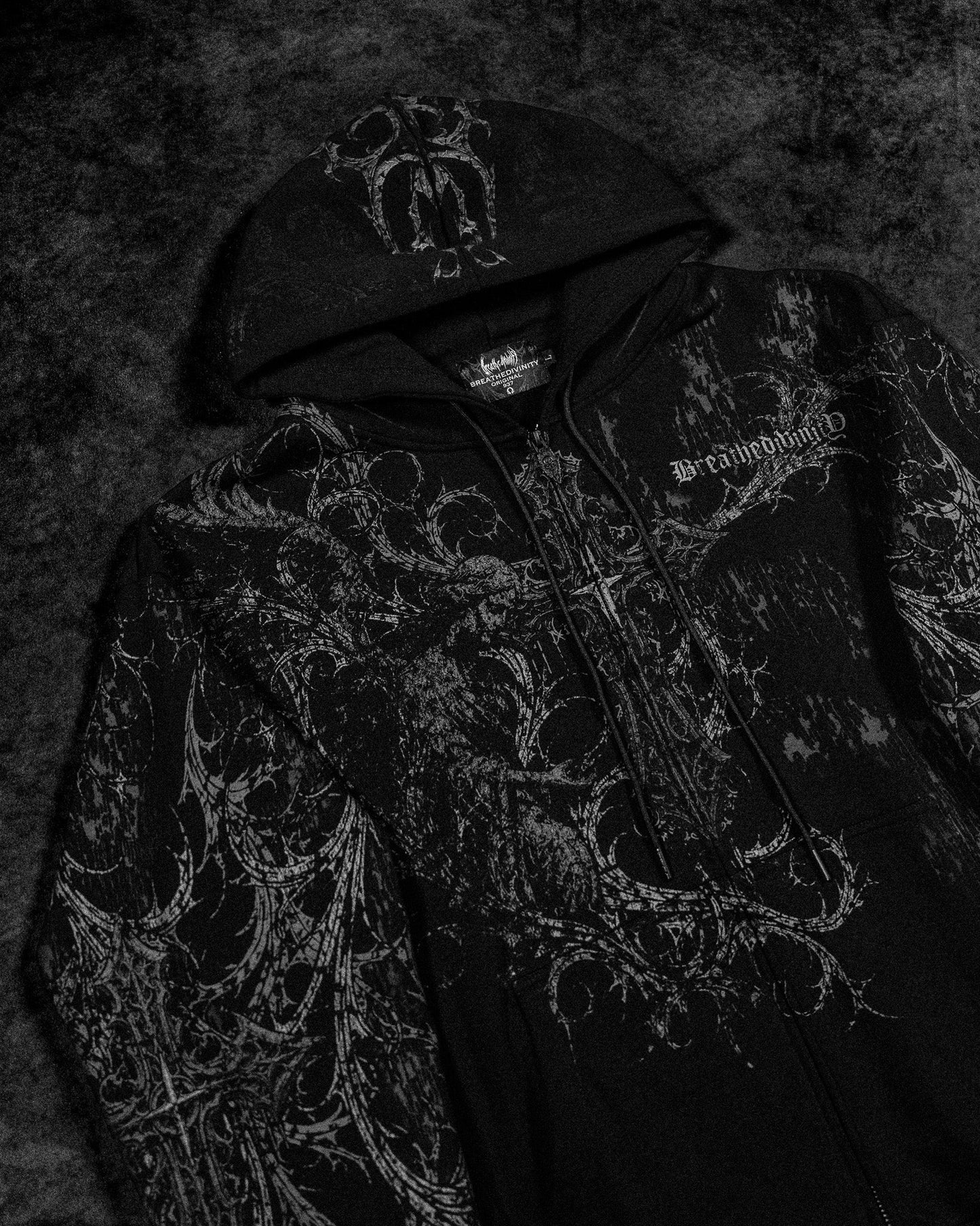 Breathedivinity Oversized Zip-Up Hoodie Sanctuary Void Black