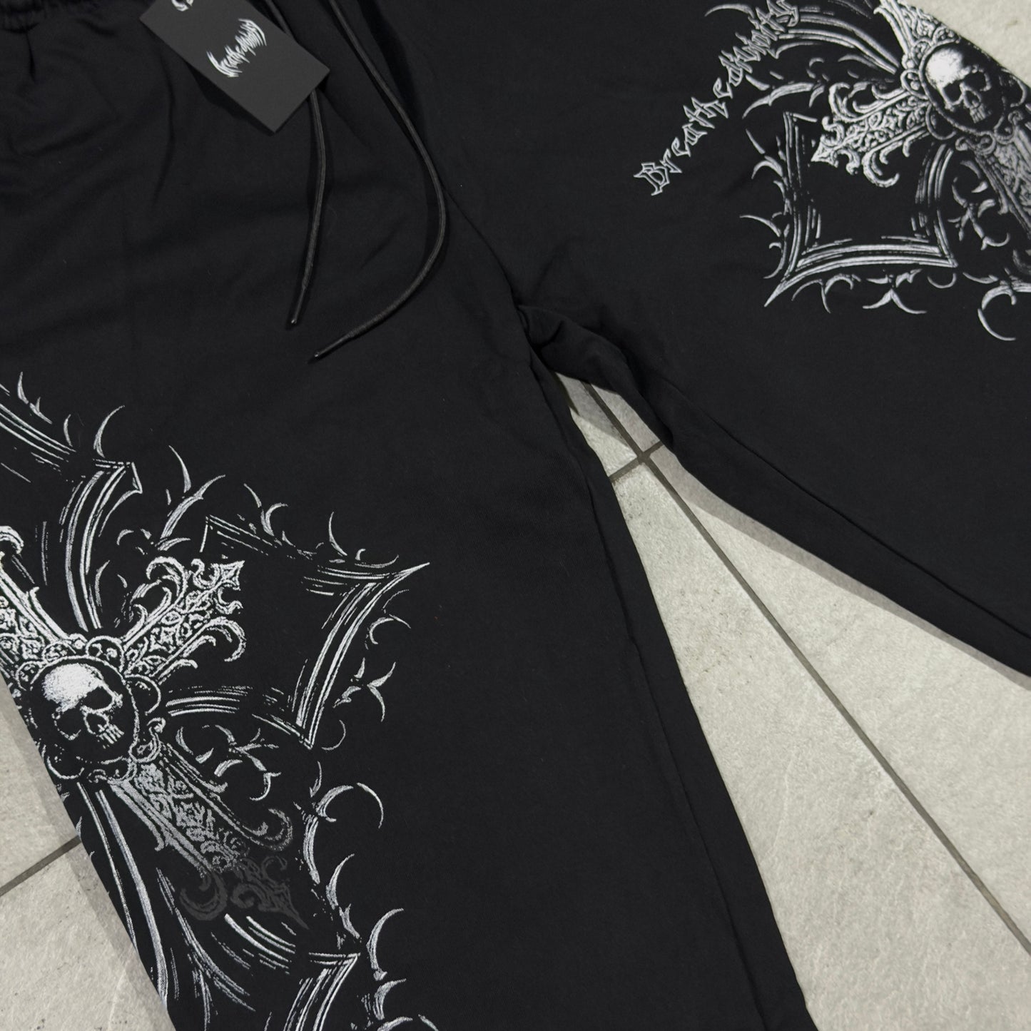 Breathedivinity Death Sigil Banana Shape Uncuffed Sweatpants Midnight