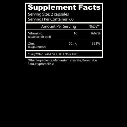 Insane Labz Vitamina C + Zinc 120 Capsulas