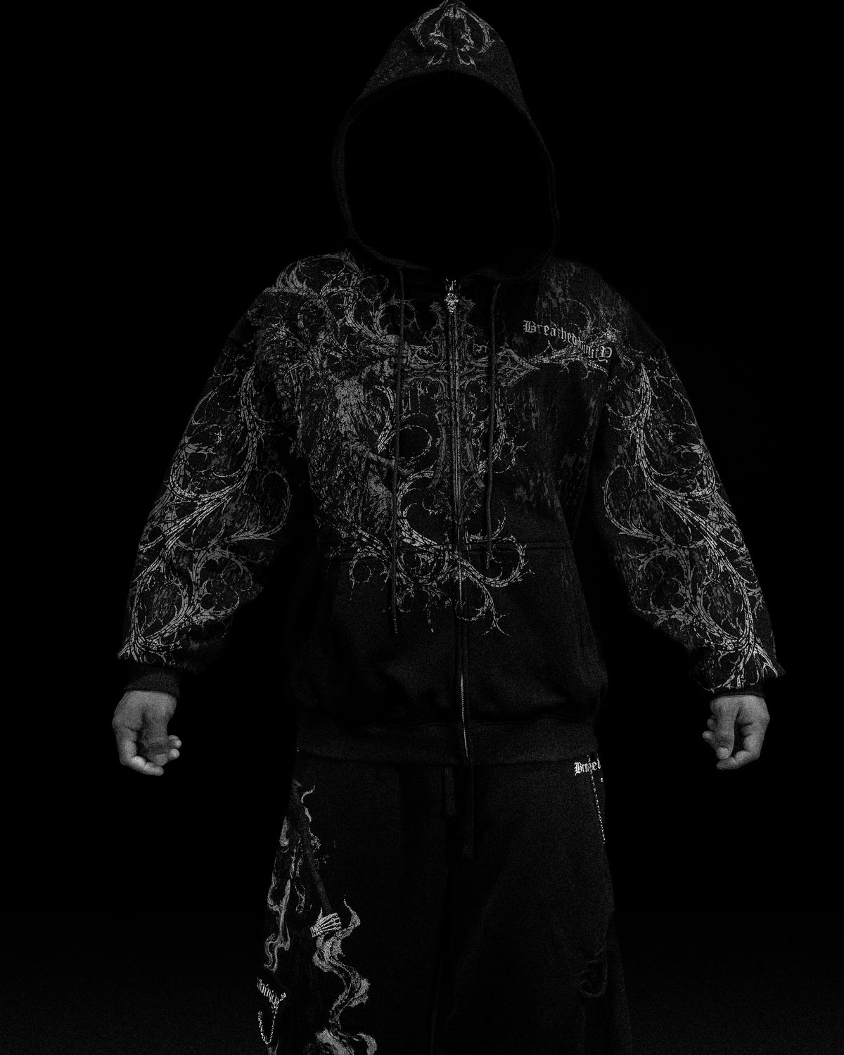 Breathedivinity Oversized Zip-Up Hoodie Sanctuary Void Black