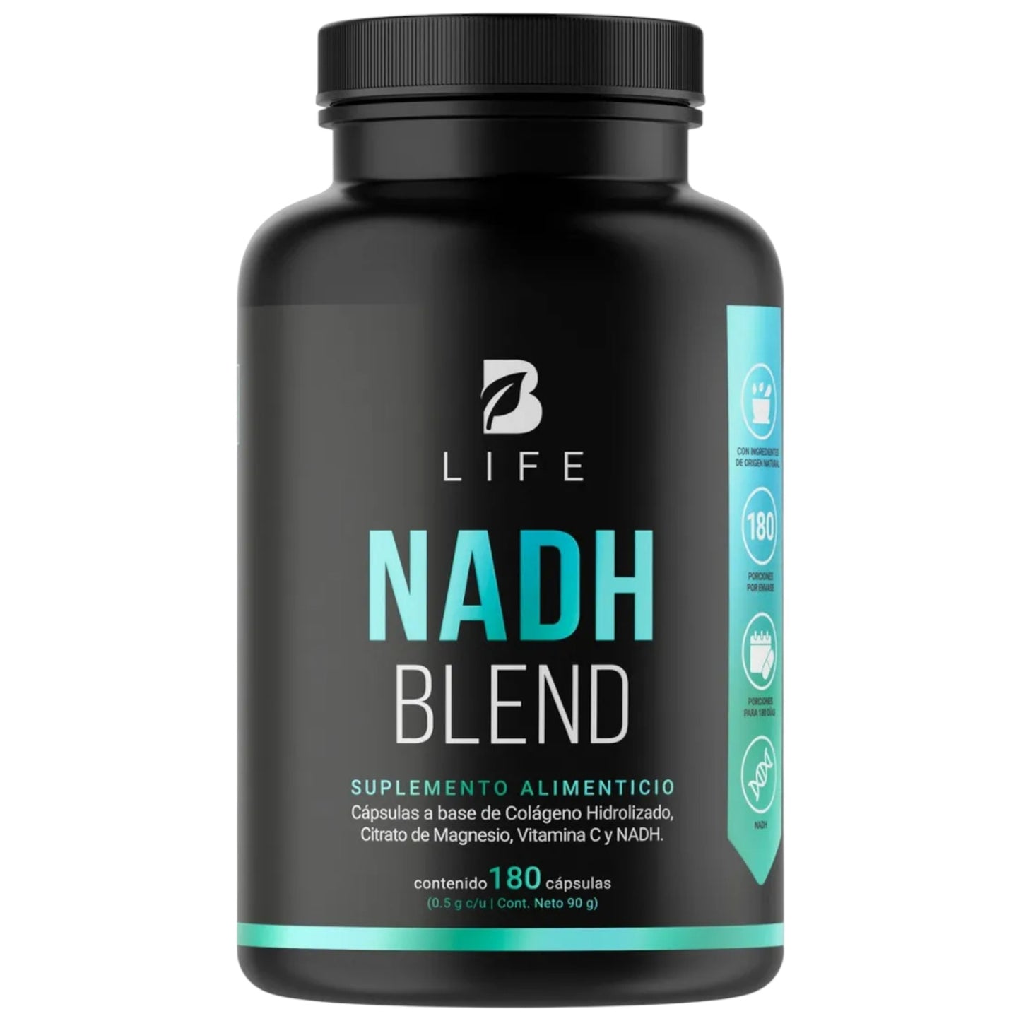 B Life NADH Blend | NADH, Colágeno Hidrolizado y Vitamina C 180 Capsulas