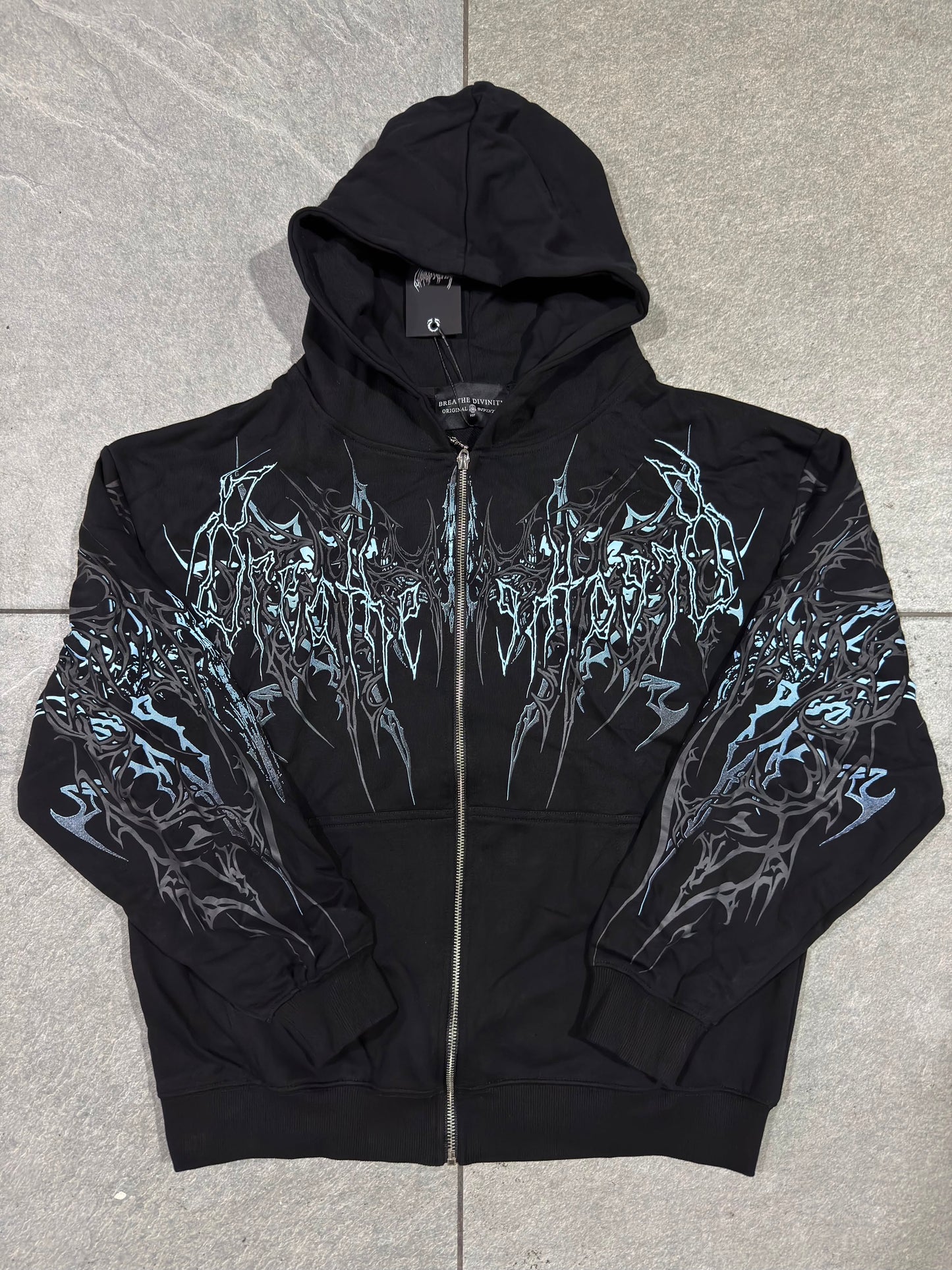 Breathedivinity Obsidian Oversized Zip-Up Hoodie Pulse