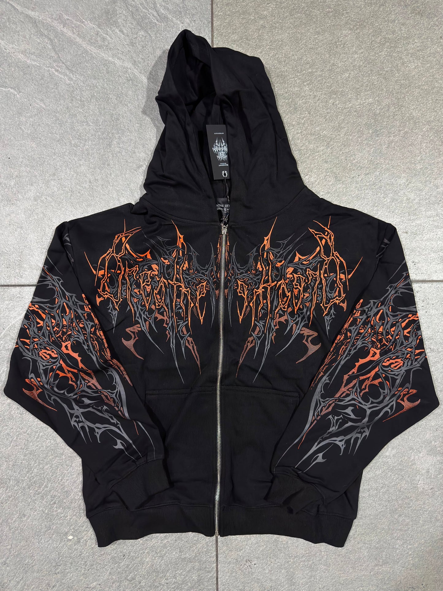 Breathedivinity Obsidian Oversized Zip-Up Hoodie Scorch