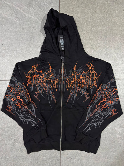 Breathedivinity Obsidian Oversized Zip-Up Hoodie Scorch