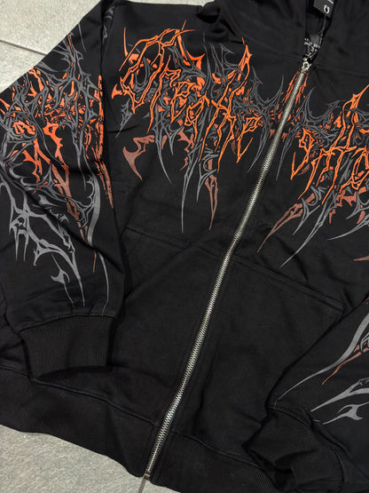 Breathedivinity Obsidian Oversized Zip-Up Hoodie Scorch