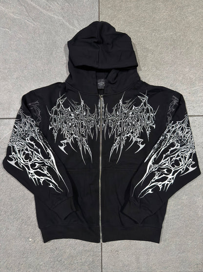 Breathedivinity Obsidian Oversized Zip-Up Hoodie Void Black