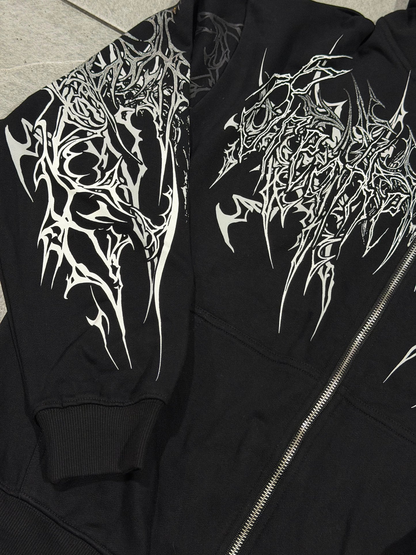 Breathedivinity Obsidian Oversized Zip-Up Hoodie Void Black
