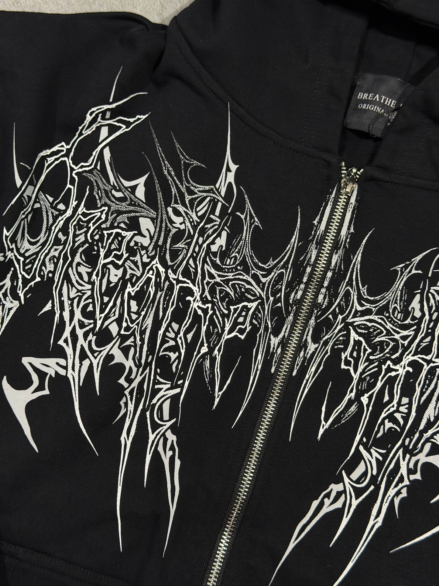 Breathedivinity Obsidian Oversized Zip-Up Hoodie Void Black