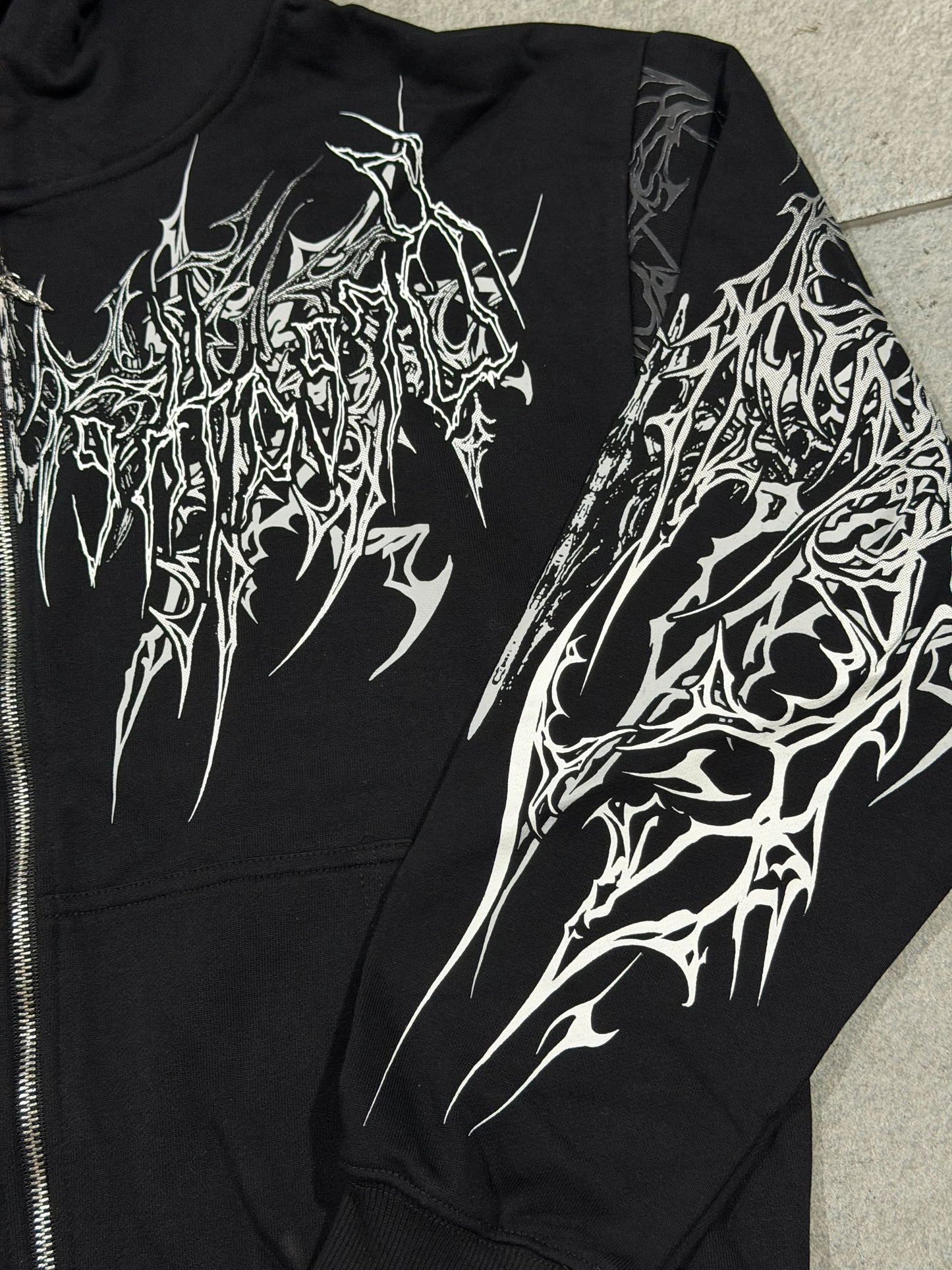 Breathedivinity Obsidian Oversized Zip-Up Hoodie Void Black