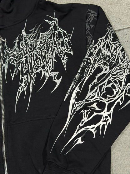 Breathedivinity Obsidian Oversized Zip-Up Hoodie Void Black