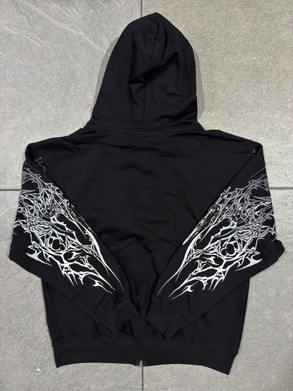 Breathedivinity Obsidian Oversized Zip-Up Hoodie Void Black