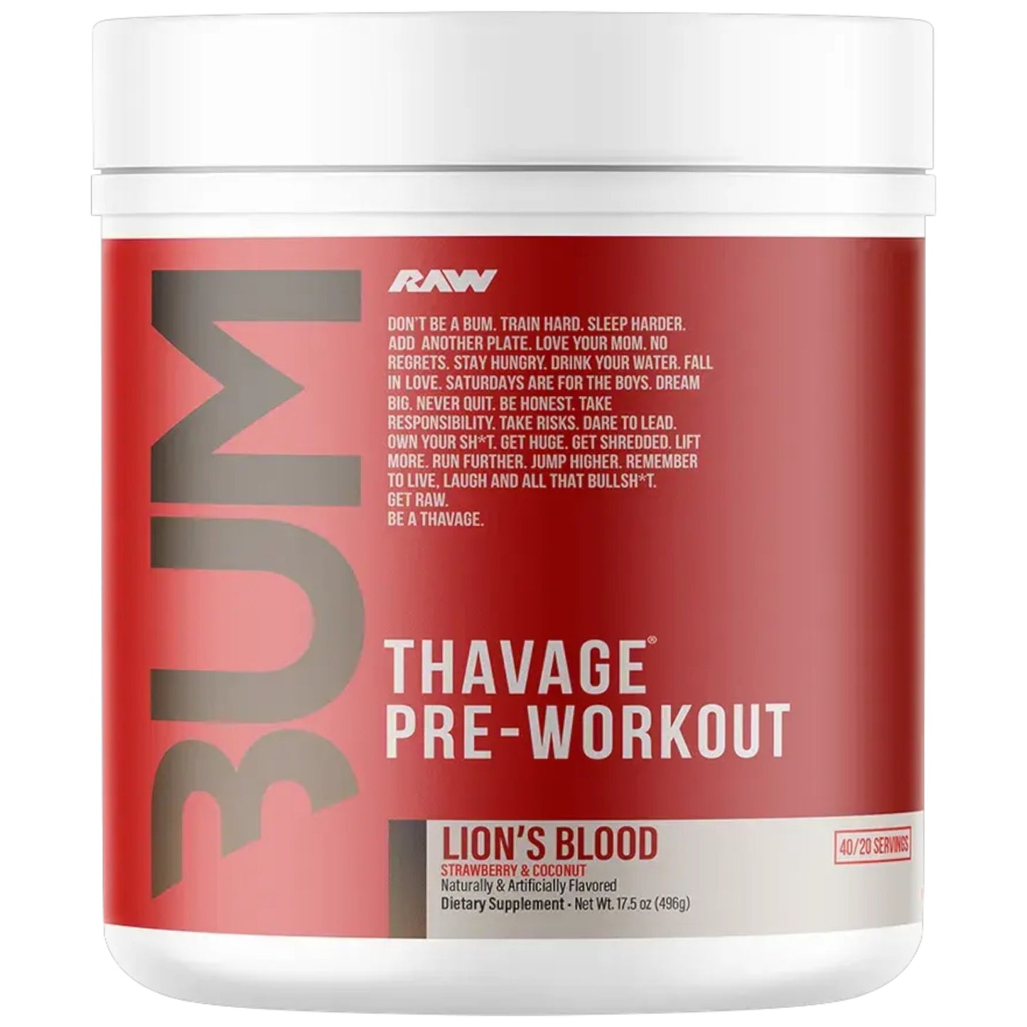 Raw Nutrition Bum Thavage Pre-Workout 40 Servicios
