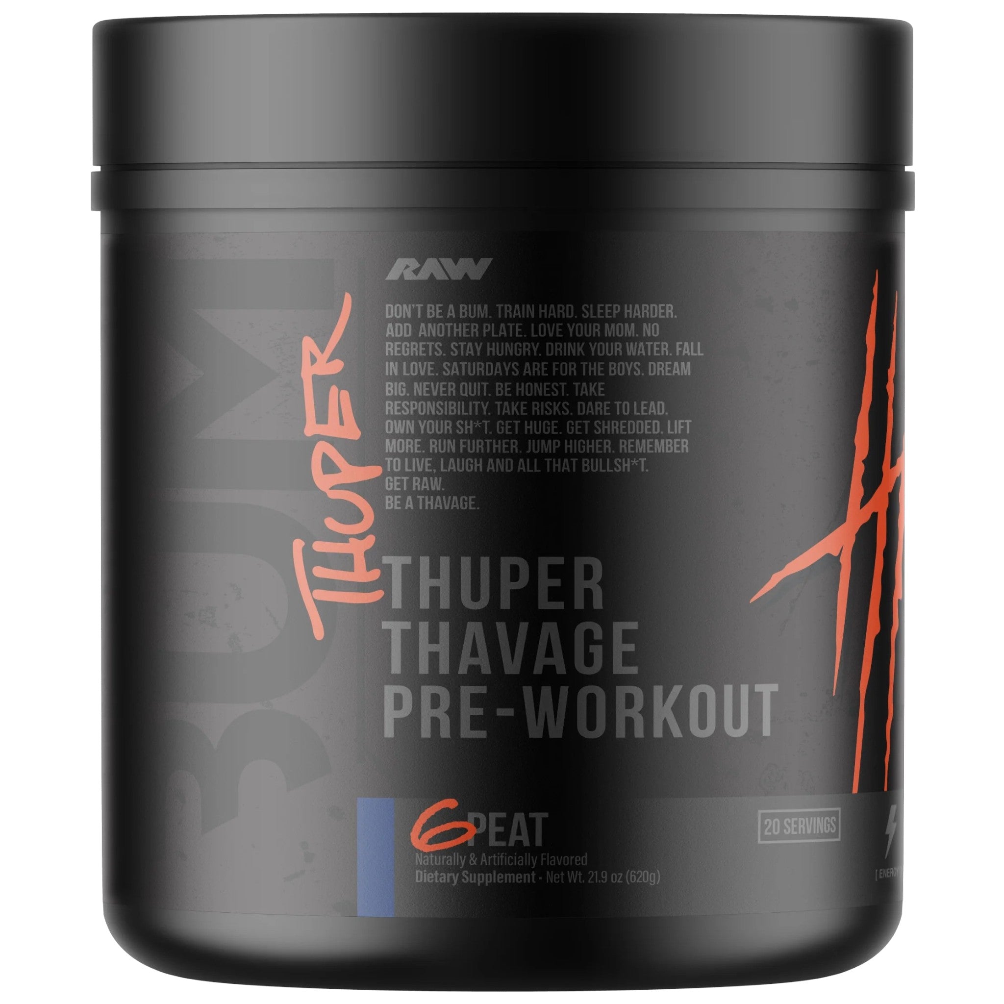 Thuper Raw Nutrition Bum Thuper Thavage 20 Servicios – Suplementos Alex MX