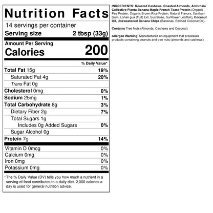 Fit Butters Banana Maple French Toast Cashew Almond Blend 14 Servicios