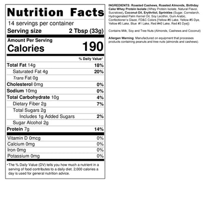 Fit Butters Birthday Cake Cashew Almond Blend 14 Servicios