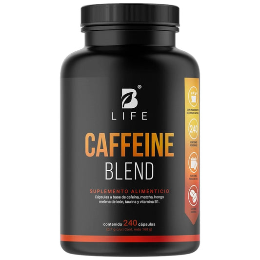 B Life Caffeine Blend Mezcla con Cafeína, Matcha y Hongo Melena de León 240 Capsulas