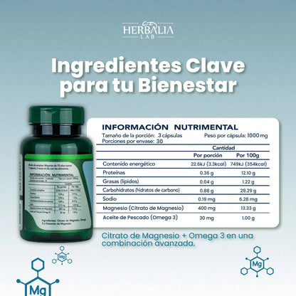 Herbalia Lab Citrato de Magnesio + Omega 3 90 Capsulas