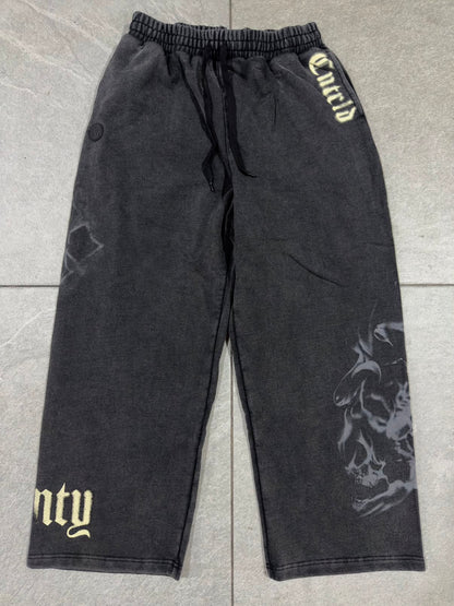 Controlled Insanity Wide Leg Sweats Black