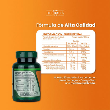 Herbalia Lab Curcuma + Omega 3 90 Capsulas