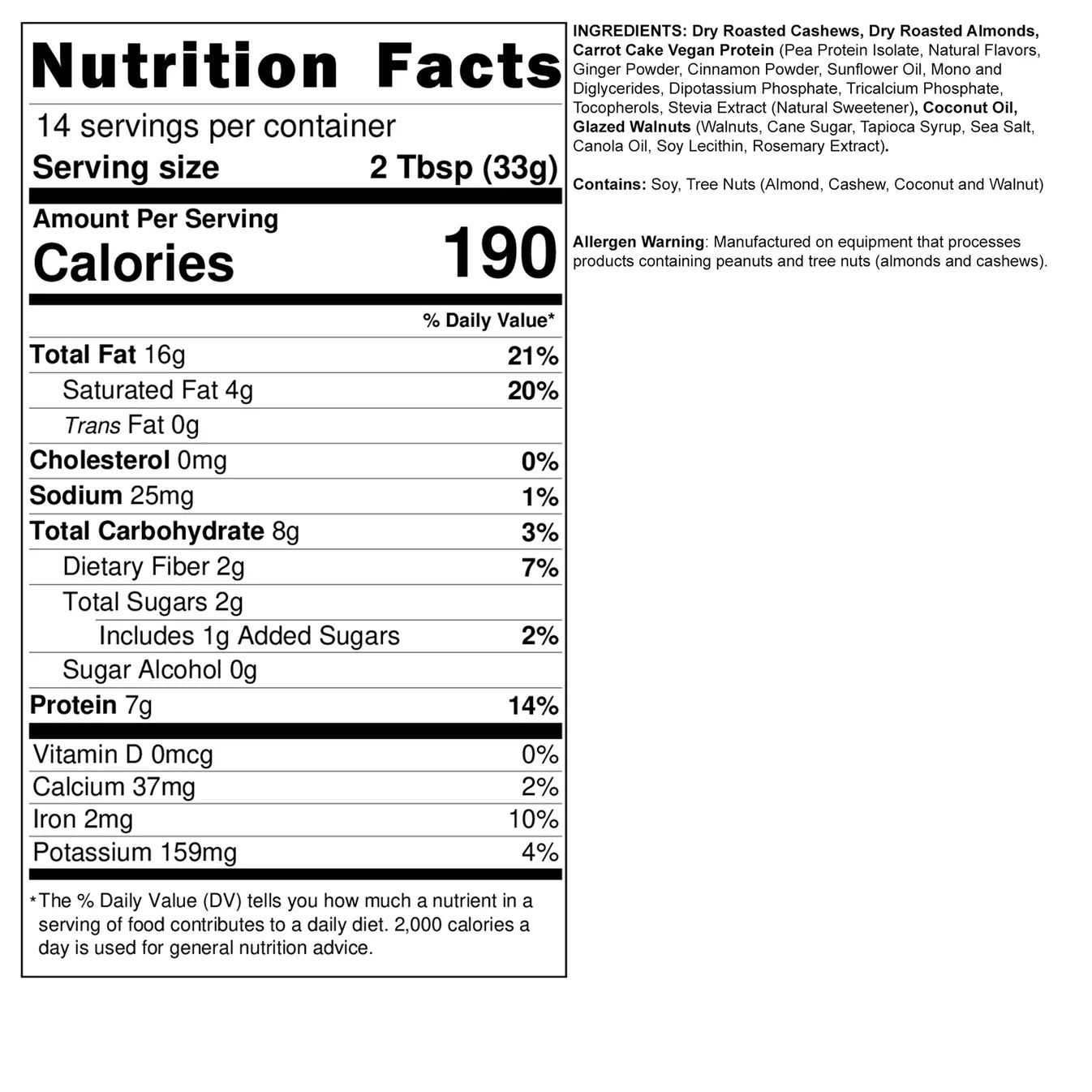 Fit Butters Charley´s Famous Carrot Cake Cashew Almond Blend 14 Servicios