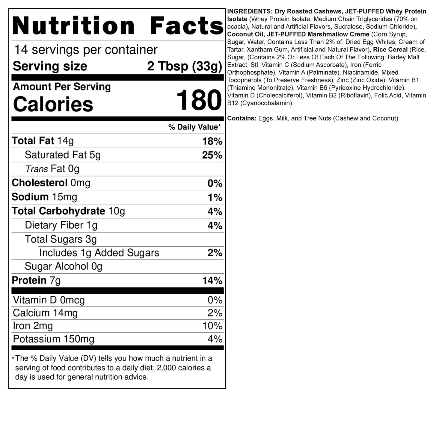 Fit Butters Jet-Puffed Cereal Bar Cashew Butter 14 Servicios