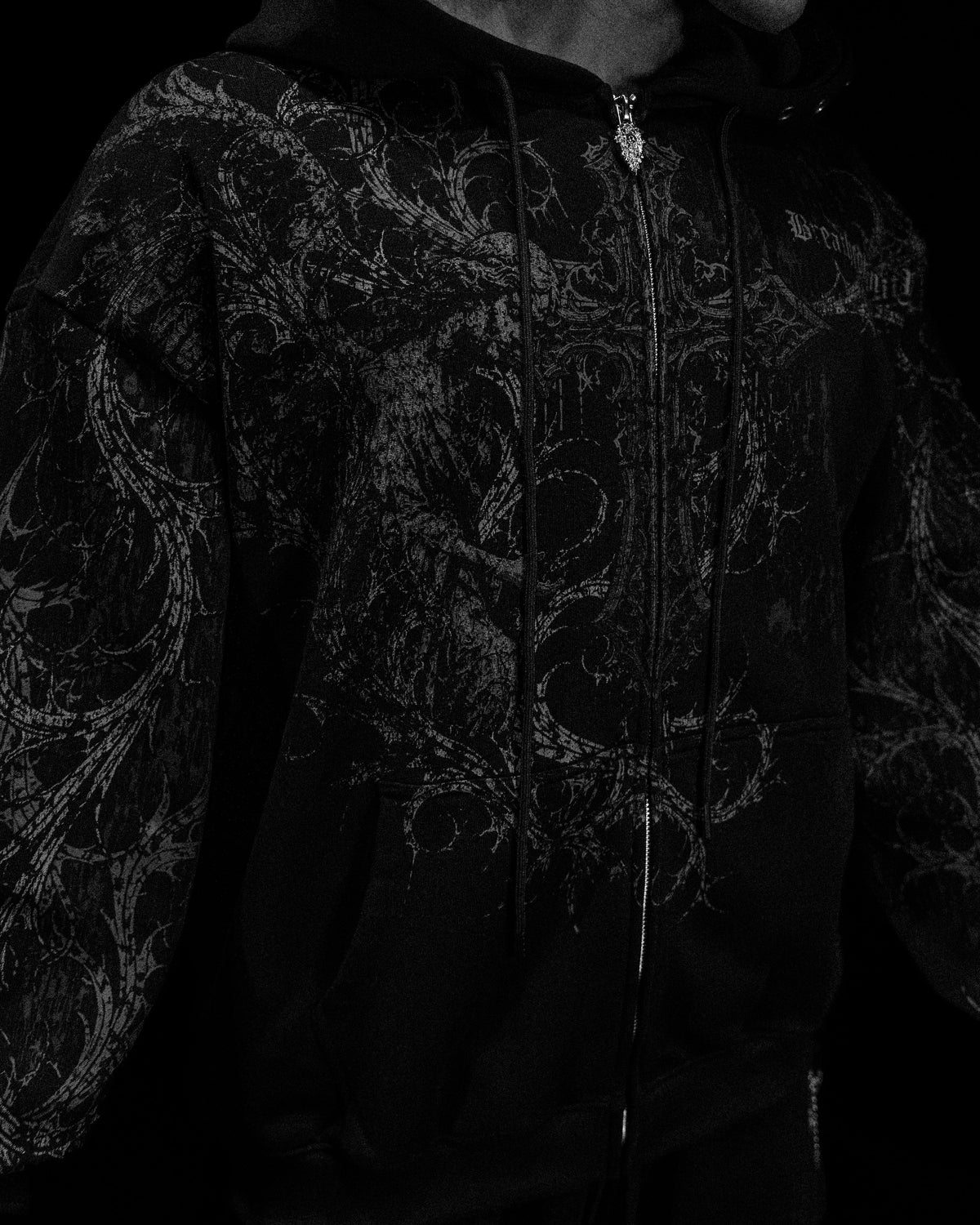 Breathedivinity Oversized Zip-Up Hoodie Sanctuary Void Black