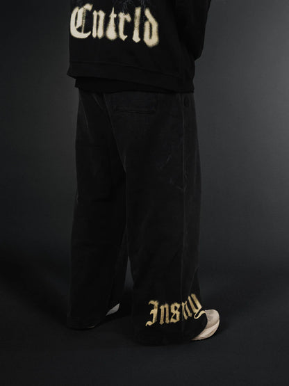 Controlled Insanity Wide Leg Sweats Black