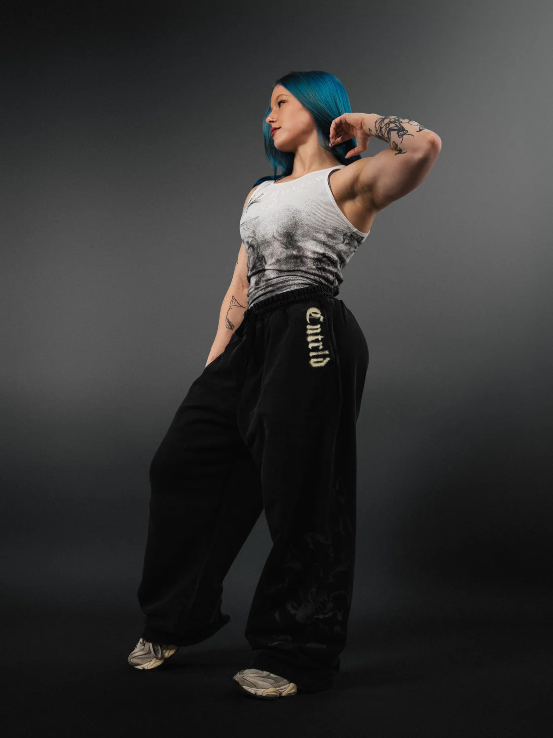 Controlled Insanity Wide Leg Sweats Black