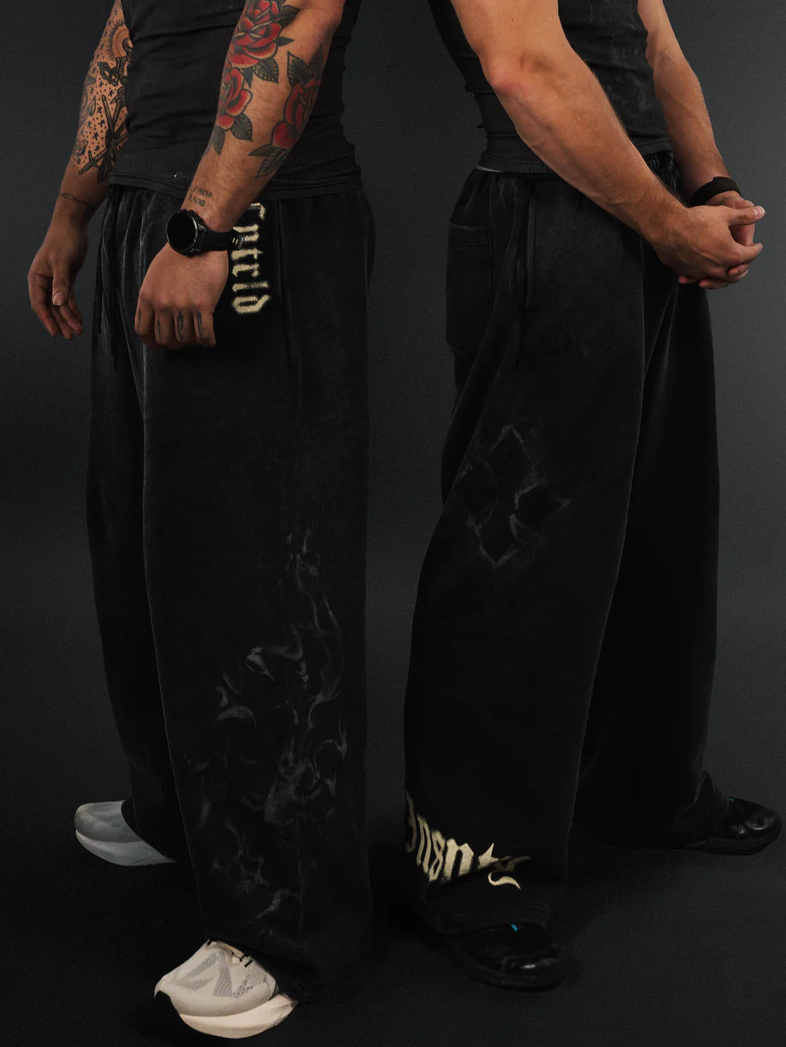 Controlled Insanity Wide Leg Sweats Black