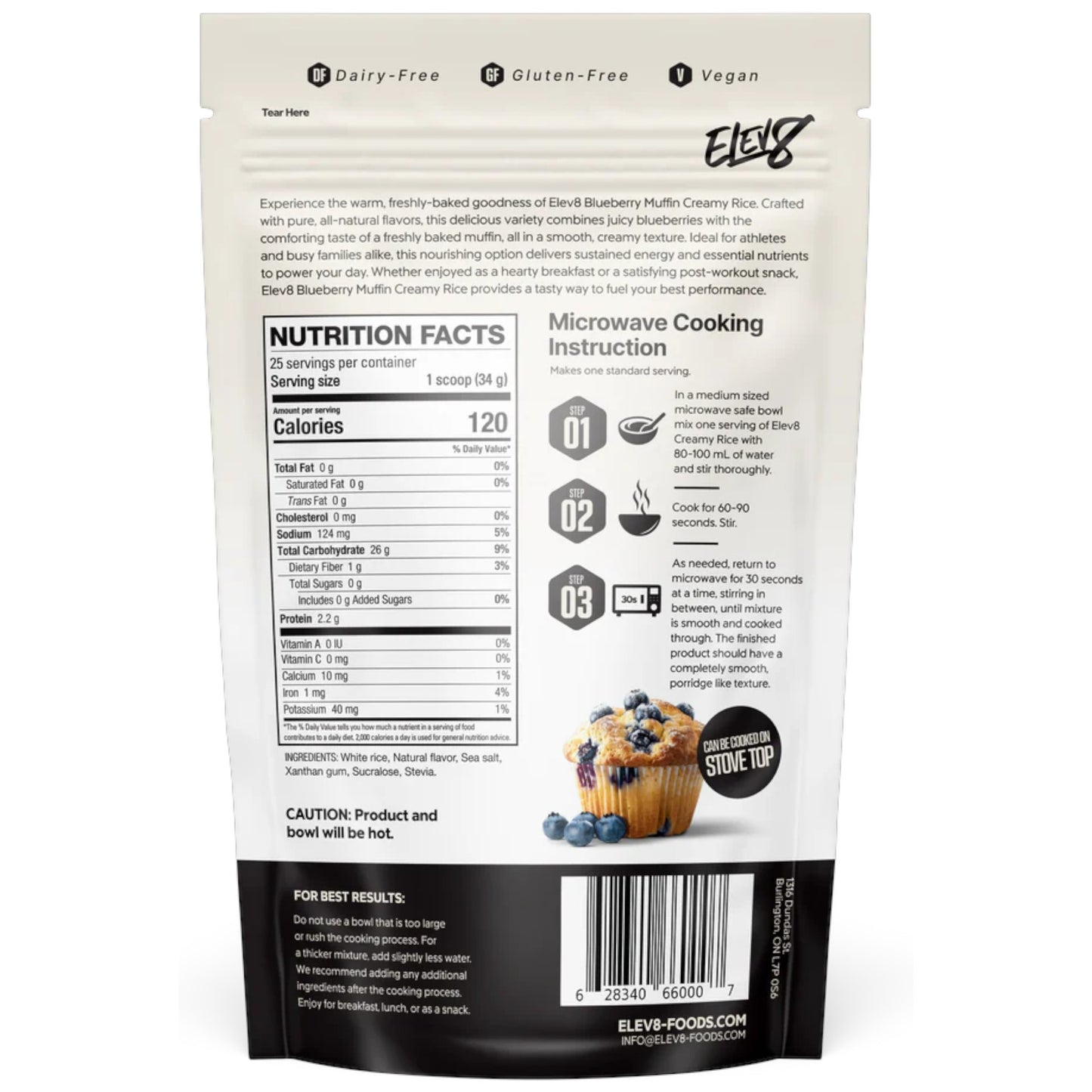 Elev8 Creamy Rice Blueberry Muffin 25 Servicios