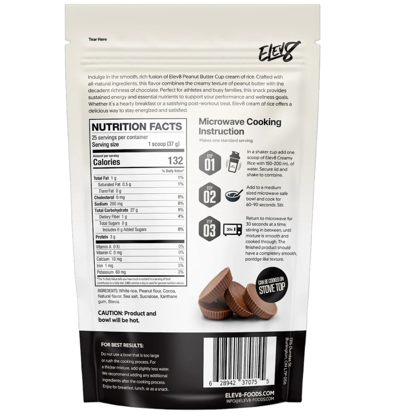 Elev8 Creamy Rice Peanut Butter Cup 25 Servicios