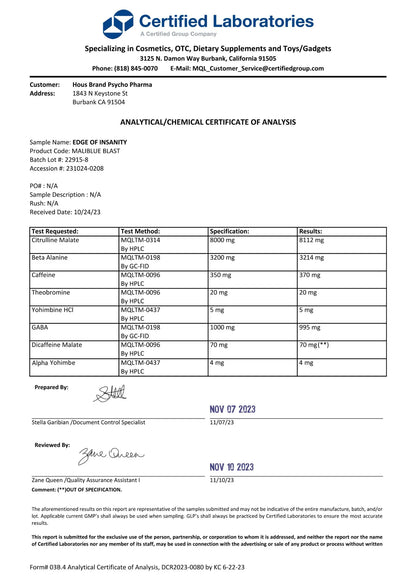 Psycho Pharma Edge Of Insanity 25 Servicios