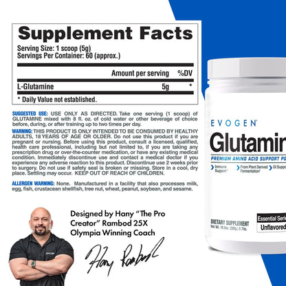 Evogen Glutamine 300 Gramos 60 Servicios