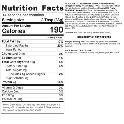 Fit Butters Fruity Pebbles Cashew Butter 14 Servicios