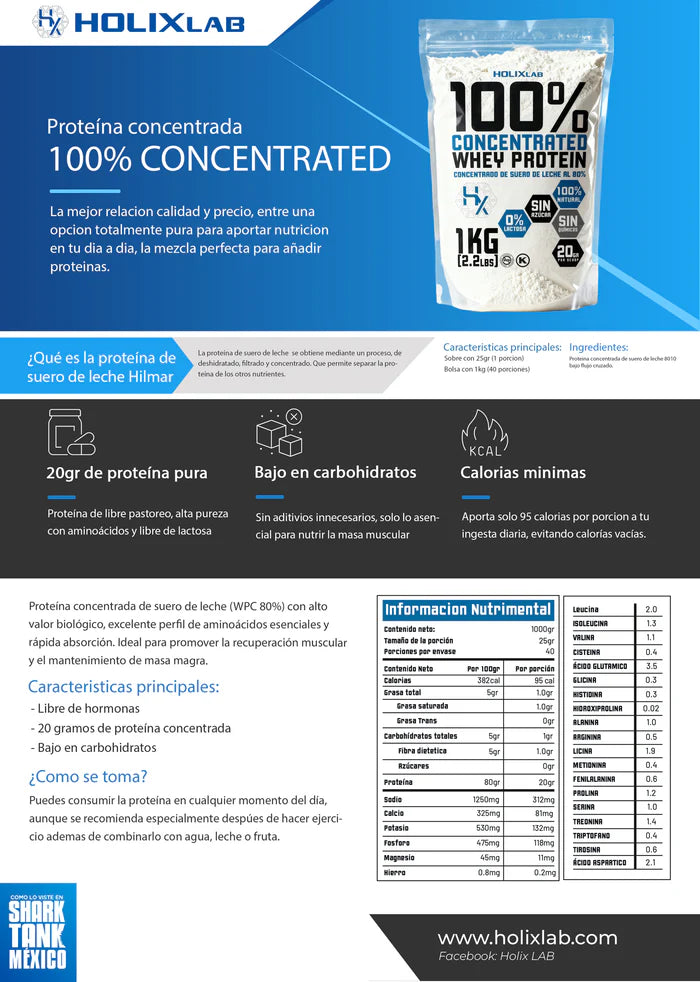 Holix Lab 100% Concentrated Whey Protein 2.2 Lbs