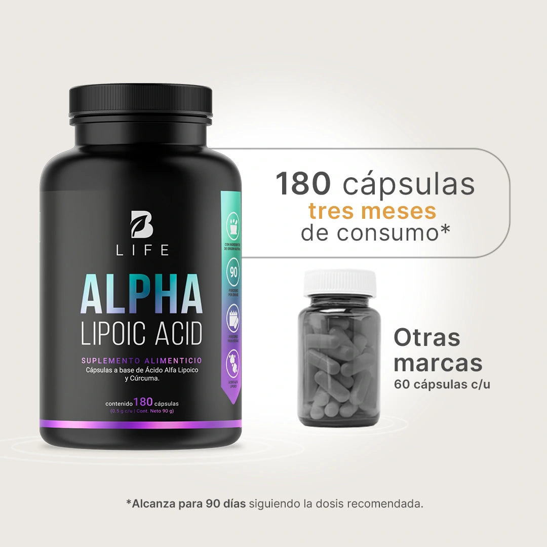 B Life Alpha Lipoic Acid | Ácido Alfa Lipoico 180 Capsulas