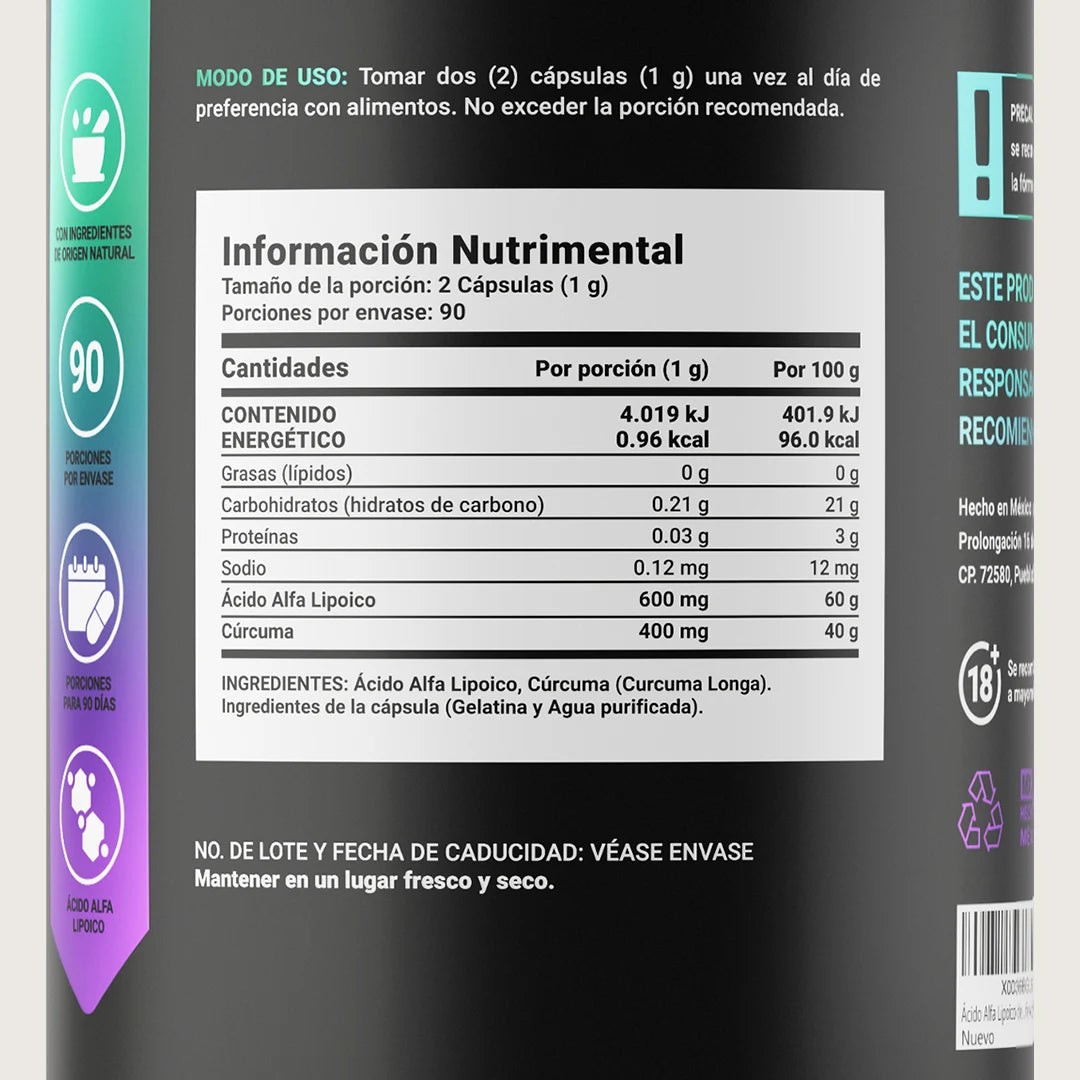 B Life Alpha Lipoic Acid | Ácido Alfa Lipoico 180 Capsulas