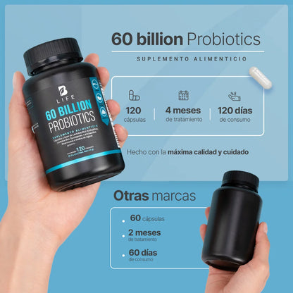 B Life 60 Billion Probiotics | 60 Billones de Probióticos 120 Capsulas