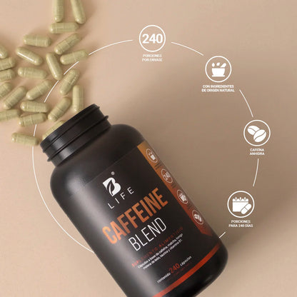 B Life Caffeine Blend Mezcla con Cafeína, Matcha y Hongo Melena de León 240 Capsulas