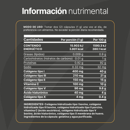 B Life Collagen Blend I II III V X | Colágeno Hidrolizado Tipo I, II, III, V y X 180 Capsulas