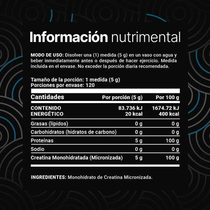 B Life Creatine Monohydrate 600 Gramos 120 Servicios