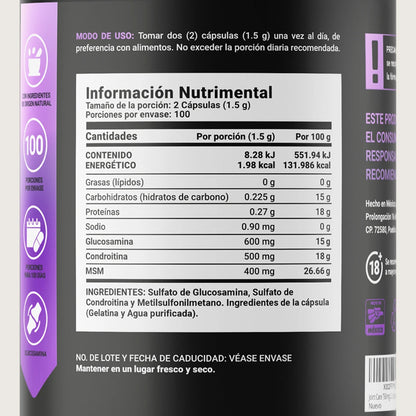 B Life Joint Blend | Mezcla de Glucosamina, Condroitina y MSM 100 Capsulas