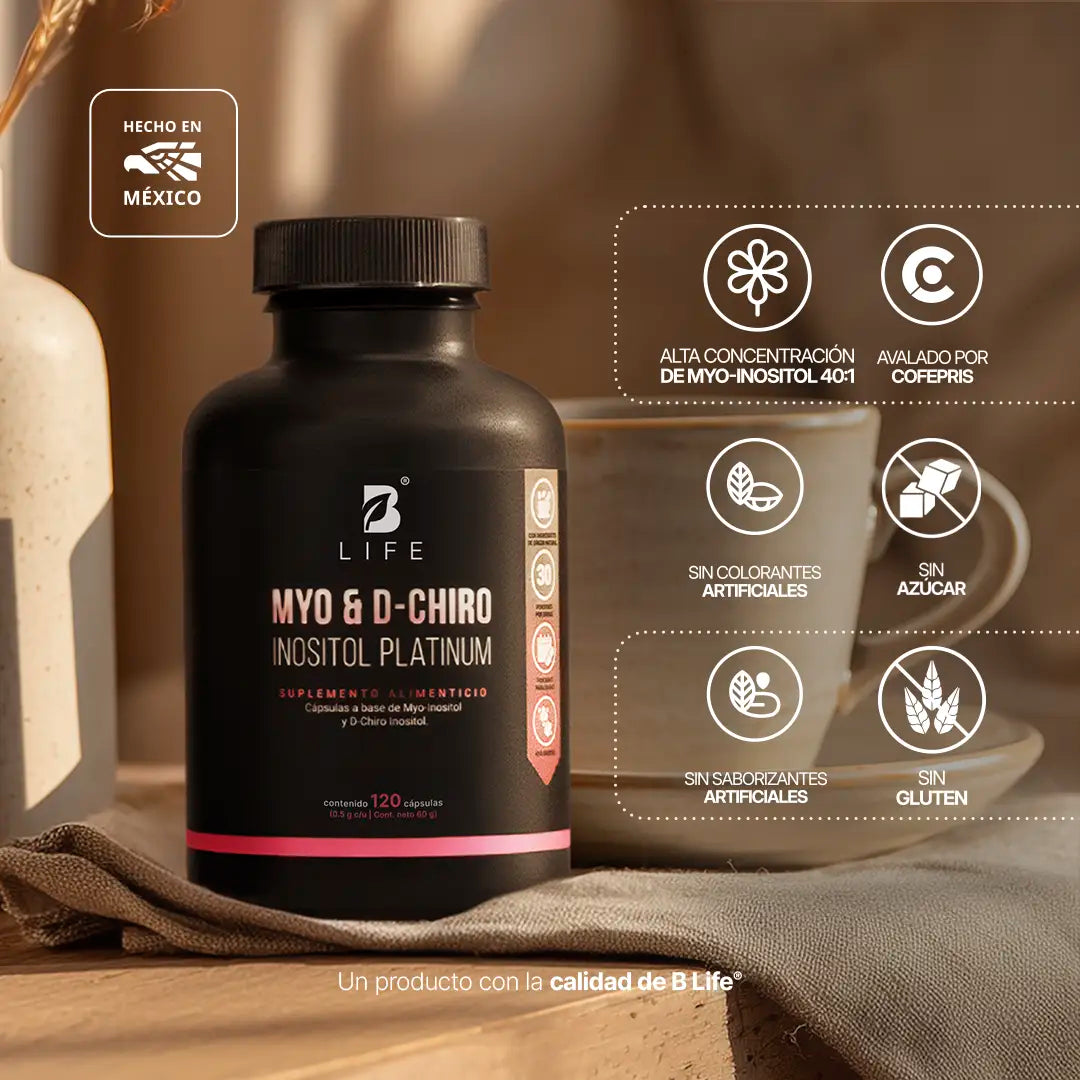 B Life Myo y D-Chiro Inositol Platinum Mezcla de Ratio 40:1 120 Capsulas