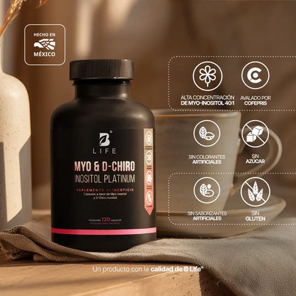 B Life Myo y D-Chiro Inositol Platinum Mezcla de Ratio 40:1 120 Capsulas