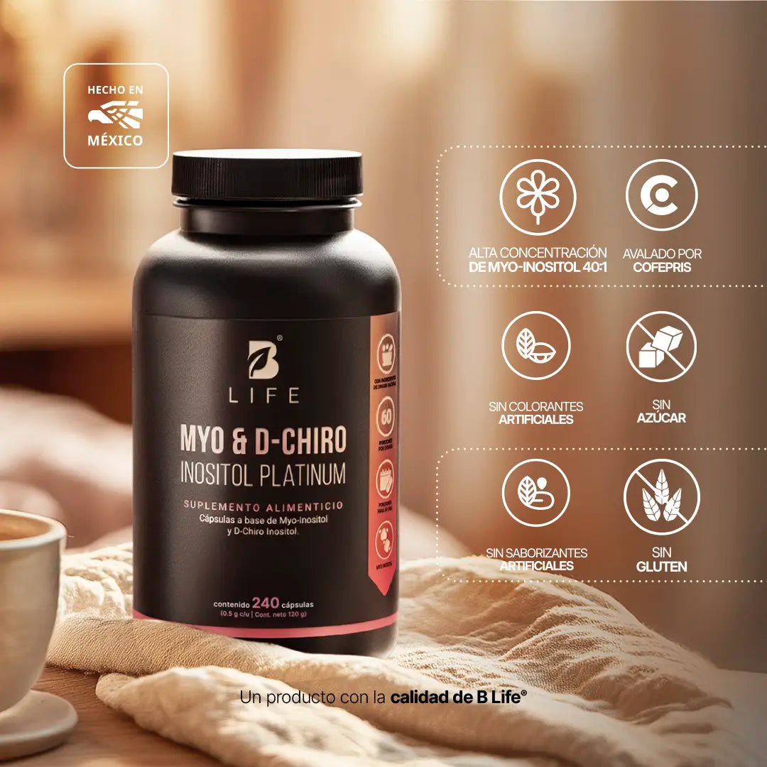 B Life Myo y D-Chiro Inositol Platinum Mezcla de Ratio 40:1 240 Capsulas