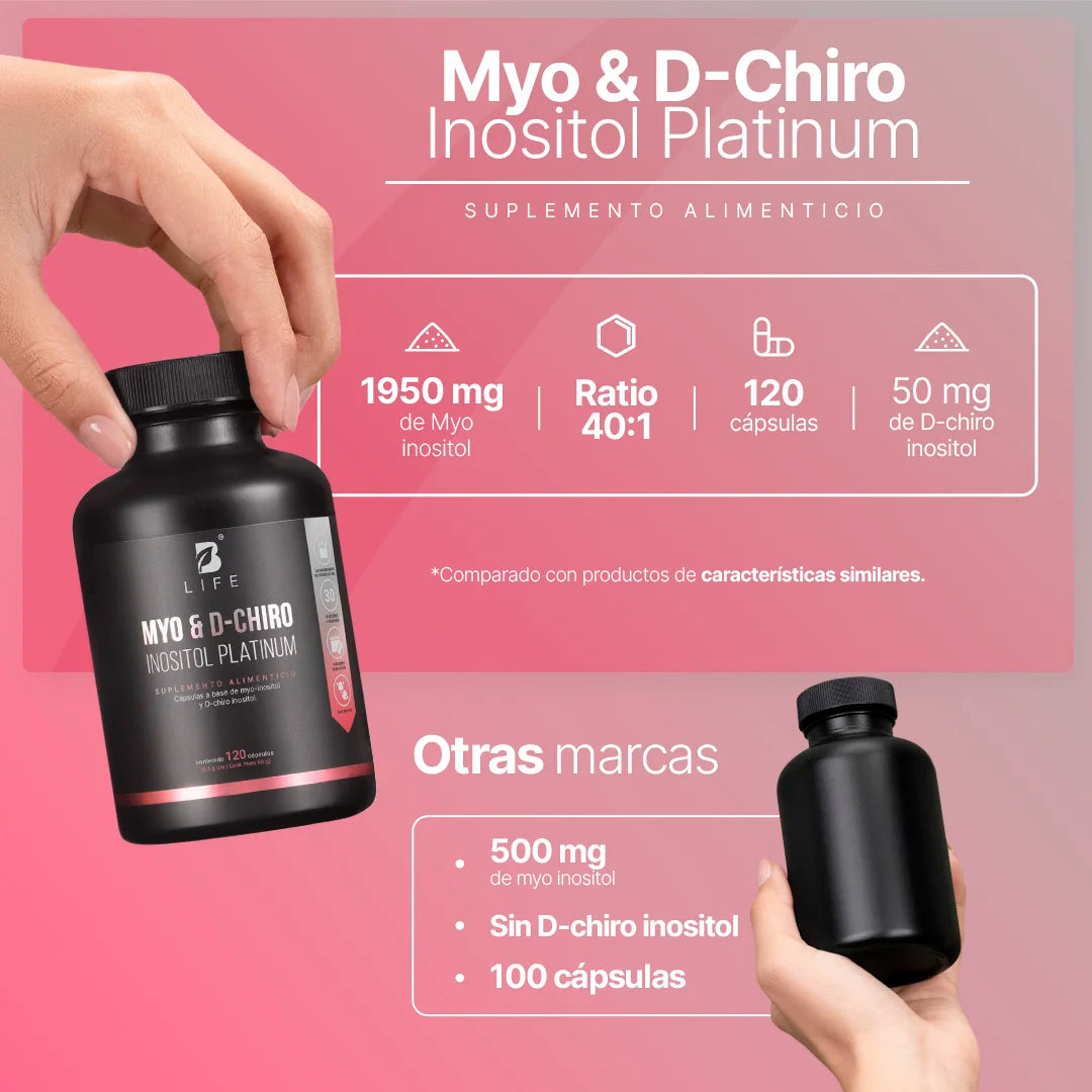 B Life Myo y D-Chiro Inositol Platinum Mezcla de Ratio 40:1 120 Capsulas
