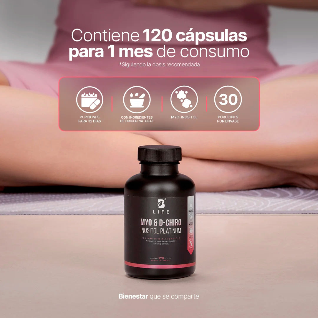 B Life Myo y D-Chiro Inositol Platinum Mezcla de Ratio 40:1 120 Capsulas
